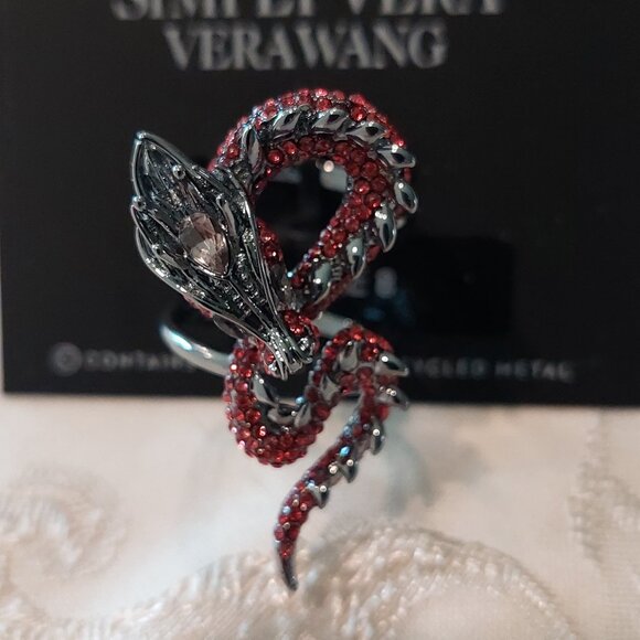 Simply Vera Wang Silver & Red Rhinestone Snake Necklace, Earrings & Ring - Picture 3 of 14